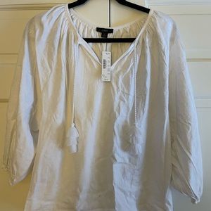 NWT JCrew white peasant blouse, M